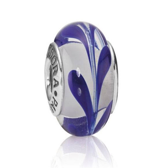 Pandora Cobalt Blue Swirl Murano Glass Charm *Retired* - Picture 2 of 7